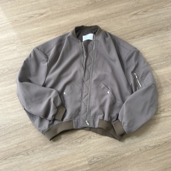 Frankie Shop Lumi Bomber in Dark Olive - Picture 2 of 7